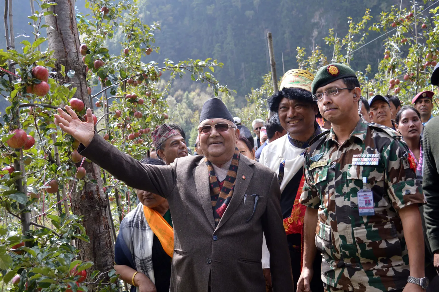 ओलीद्वारा चितवनको नयाँ बस्तीमा मेसिनबाट धान रोपिने